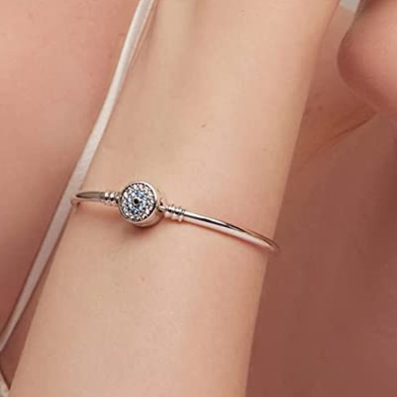 Bracelet Sterling Silver Clasp Charm Bangle Bracelet for Bead Charms with